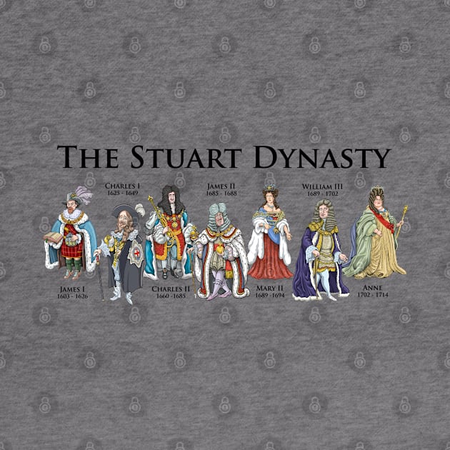 The Stuart Dynasty (Horizontal design) by Mackaycartoons